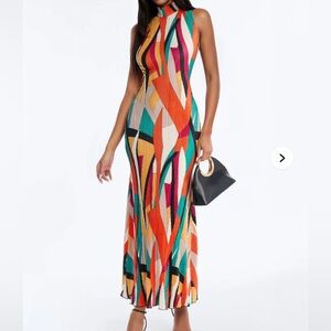 Multicolor Sleeveless Maxi Dress
